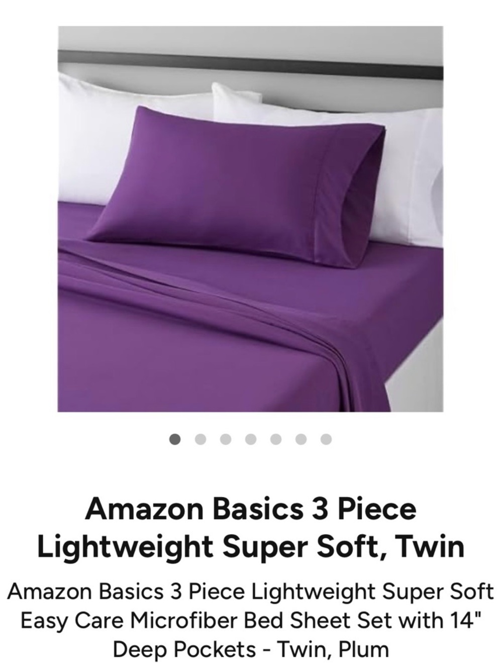 Amazon Essentials Plum Microfiber Sheet Set - 3 Piece Twin